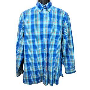 Southern Tide Mens Skipjack Blue Plaid Button-Down Shirt Medium